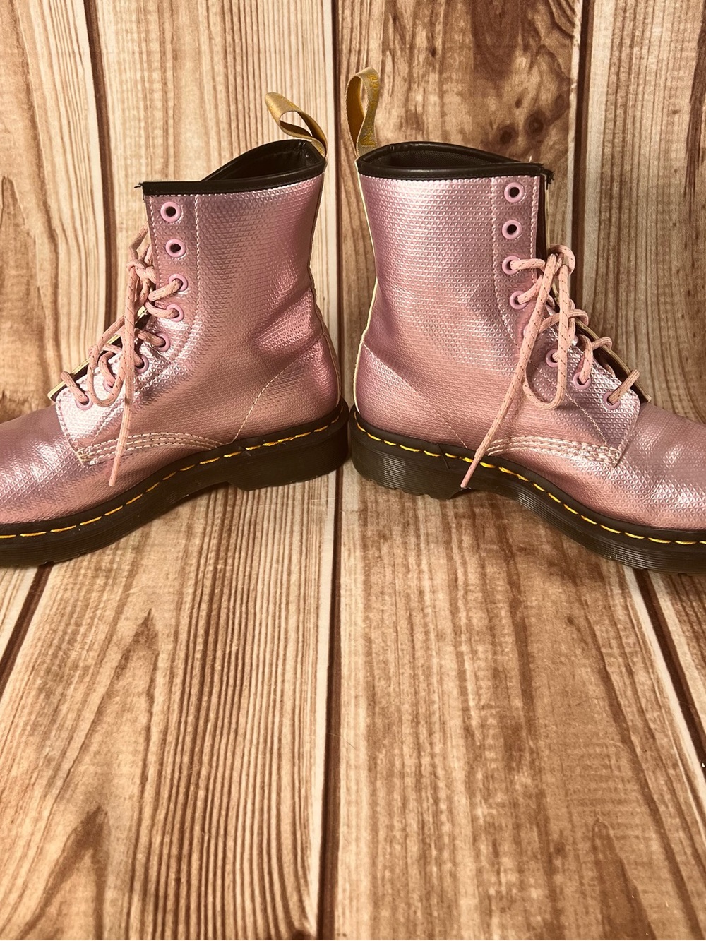 Dr. Martens Metallic Pink Lace-Up Women's Boots - Picture 4 of 13